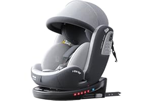 Heekin 360 Spin Baby car seat with ISOFIX for Child 40-150 cm(0-36kg),0-12 Years,Group 0+/1/2/3,with a Sunshade, R129 Certification(Grey)