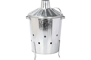 simpa 1 x 40L 40 Litre Medium Garden Galvanised Metal Incinerator Fire Burning Bin for Wood Paper Leaves
