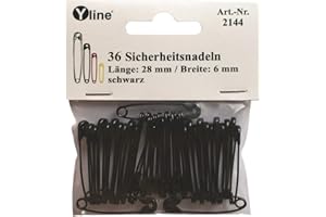 YLINE 36 unidades imperdibles aprox. 28 Mm Negro, seguridad de aguja Agujas, 2144/(28 mm)