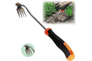 YKHSUAOU Tagliaerba Manuale,raccoglitrice di tarassaco,Attrezzi da diserbo per Giardinaggio con Manico in Gomma a 4 Punte, Denti a Doppio Scopo per Terreni erbosi.