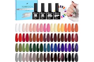 ‎TOMICCA TOMICCA 42PCS UV Nagellack Herbst/Winterfarben Set, 36 Farben Rot Braun Schwarz Blau Gel Nagellack & 4PCS Base Top Coat Set mit Blooming Gel & 2 * Rund Nagel Display, für Nagelstudio & DIY Home