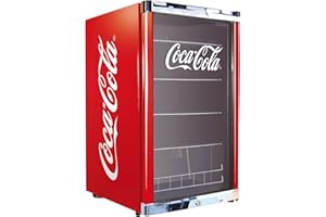 °CUBES Coca Cola Kühlschrank 115L | Getränkekühlschrank groß mit Glastür, perfekt für Partys & Gewerbe | Energieeffizient, 84,5 cm hoch, 104 kWh/Jahr - Flaschenkühlschrank groß