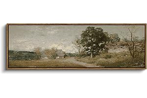InSimSea Extra Large Framed Vintage Wall Art, Living Room Country Farmhouse Decor, Retro Road Landscape Paintings, Canvas Prints, Rustic Scenery Long Pictures for Bedroom Above of Bed,12x36inch