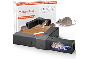 Rattenfalle Elektrisch, Hoelg Elektrische Rattenfalle mit 3 Köderboxen, Mausefalle für Drinnen, Fängt effektiv kleine Mäuse
