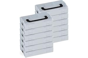 L-BOXX Sortimo L Boxx mini verktygslåda, förvaringslåda skruvar med lock, sorteringsbox (12, grå +