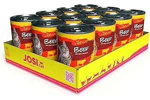 JosiCat Beef in Jelly (12 x 400 g) | dla dorosłych | mokra karma premium dla dorosłych kotów | wołowina w galarecie | witamina D3 i E | bez zbóż | Powered by JOSERA | mokra karma dla kotów | 12 sztuk