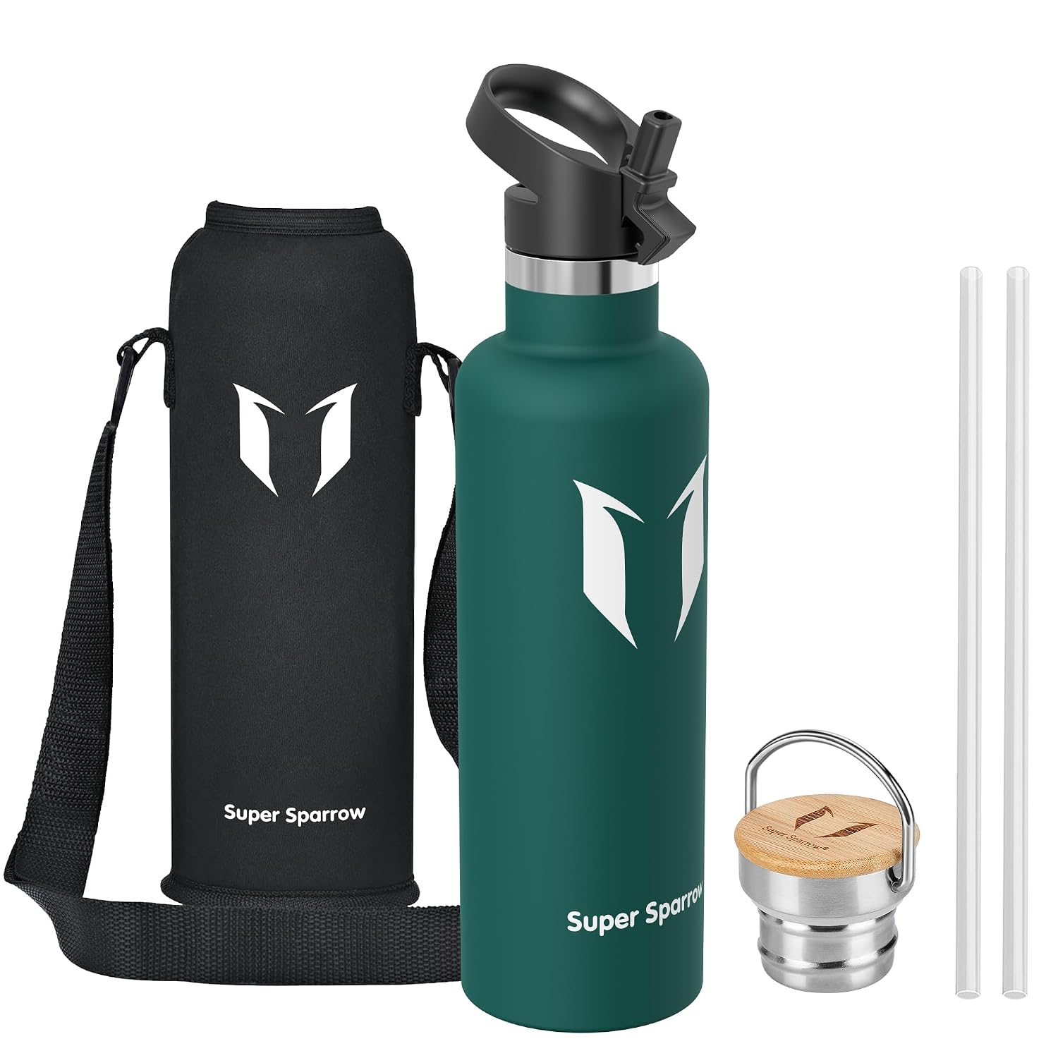 Super Sparrow Botella Agua Acero Inoxidable - Botella Agua Niños - 500ml/750ml/1L - Botella Termica Boca Estándar - Sin BPA, para Niños & Adultos, Deporte, Oficina, Yoga, Ciclismo