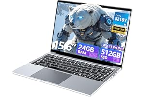 XRENBUW Portátil 15.6 Pulgadas, Ordenador Portatil Core i5-8210Y, Win 11 PC Portátil 24GB RAM 512GB SSD, Laptop IPS FHD Pantalla, Ordenador Portátil con Type-C+TF Card Slot+USB3.0+Mini-HDMI+BT5+Webcam+WIFI5