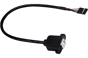zdyCGTime Panel Mount USB 2.0 B Cable USB B Female to 5 pin Female Dupont Motherboard USB Header Cable (30cm/12inch)