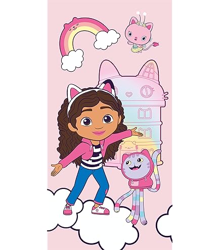 CARTOON Strandtuch Gabby's Dollhouse - 140x70cm Mikrofaser Für Kinder