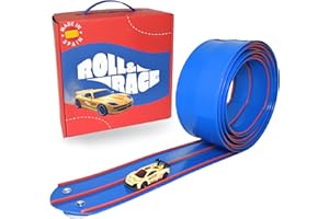 Roll&Race Pista de Coches Flexible y Enrollable 400cm – Fabricado en España - Circuito de Carreras de Goma - Flexible Car Track - Juguete Regalo Niño - Race Cars Wheels - Rampas para Coches