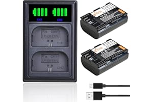 LP-E6 Batteria e caricabatterie doppio LED, Pickle Power 2 x 2600mAh batterie per Canon EOS LP-E6N 5DS R 5D Mark II 5D Mark III 6D 7D 60D 70D 80D Telecamere