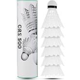 Telvesse 6 Pieces Badminton Ball Semi-Pro Balanced Speed Starter Box Mushroom Head Deluxe Ball Set White 620