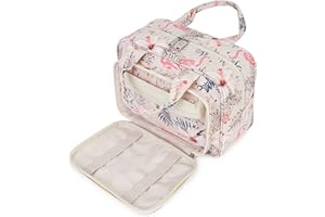 Narwey Trousse de Toilette Grande Femme Sac de Toilette Accessoires de Voyage Trousse Maquillage Femme Organisateurs de Toilettes(Flamant)