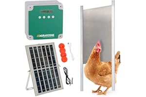 Agrarzone Automatische Hühnerklappe Solar 22 x 33 cm - Hühnertür mit Timer, Manuell, Lichtsensor - Elektrische Hühnerklappe automatisch - Hühnerklappe elektrisch für Hühnerstall