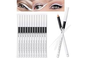 12PCS Erinde White Eyeliner Pencil, Soft Highlighter Gel Eyeliner Pencil, Eye Liner Pen, Professional Eye Bighten Eyeshadow Waterproof Matte Hypoallergenic, Easy to Colour, Skin Marker Pen