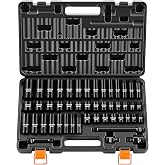 VEVOR Impact Socket Set 48 Pieces Hex Impact Sockets, SAE 5/16"-3/4", Metric 8-19mm and 21-22mm, CR-V Steel, Tools for Repair