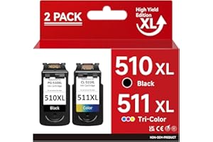 NEIBER 510 511 Wkłady do drukarki, wkłady 510 511, wielopak, kompatybilne z Canon 510 511, PG-510/CL-511 XL, kompatybilne z Canon Pixma MP230 MP280 MP495 MP270 MX360 MX420 iP2700 MP270 50 50