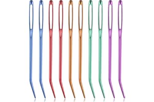 STYQUENZER Set di 10 aghi con cruna grande per filato, aghi piegati per tappezzeria, set di aghi smussati per lana, aghi per tessitura, rammendo, aghi a cruna grande per uncinetto