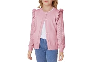 GRACE KARIN Girls Crew Neck Cardigan Lightweight Long Sleeve Button Down Knit Sweater