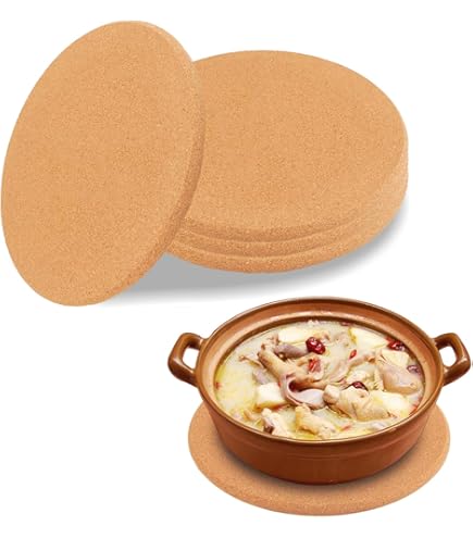 Yasoe Dessous De Plat En Liège, 6 Dessous De Plat Carrés Épais Haute Densité Pour Plats Chauds, Dessous De Verre Multifonctionnel En Liège De 8 Pouces, Et Facile à Utiliser