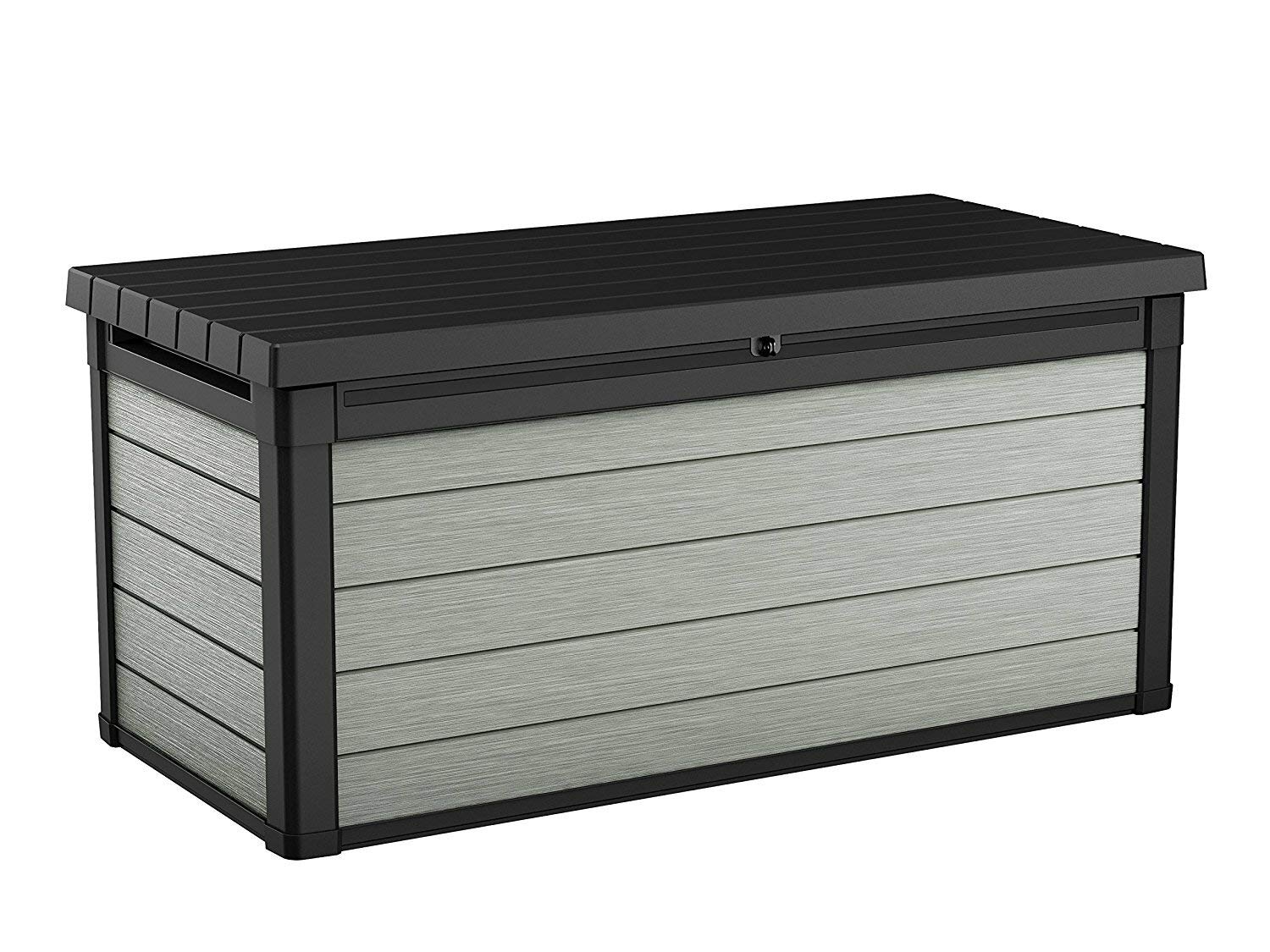 Koll Living Garden Aufbewahrungsbox 570l Grau Hochwertiger Kunststoff In Holzoptik Maximale Belastbarkeit Ca 300 Kg Mit Gasdruckfedern Uv Wetterbestandig Garten Im Shop At