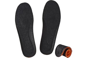 7STROBBS Thermal Memory Foam Insoles for Men Women, Warm Felt Inner Soles, Cushion Fleece Wool Inserts for Winter Shoes, Slippers, Welly, Snow Walking Boots Black UK 7
