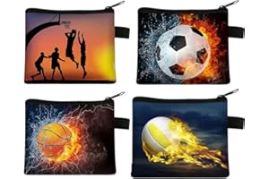 AIYVELU 4pc Boys' Children's Wallets, Boys' Wallets, Boys' Wallets with Soccer Pattern, Soccer Pattern Wallets, Personalised Boys' Coin Purse with Zipper
