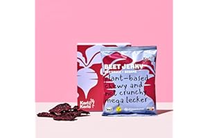 ‎KARL KARLO Karl Karlo Vegan Beef Jerky - 'Beet Jerky' Soya Sauce & Sesam | aus roter Beete, herzhafter veganer Snack | Natürliche Zutaten, Veganes Trockenfleisch | Made in Europe, 4 x 40