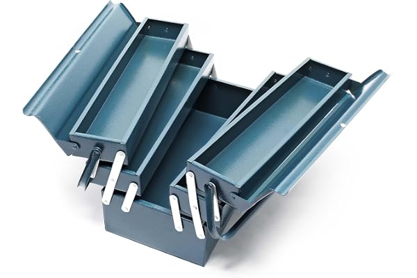 Boite à outils vide 530x200x200 mm en Acier avec 5 Compartiments Caisse pour outils avec Poignée
