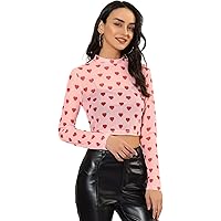 SOFIA'S CHOICE Damen Mesh Crop Top Langarm - Tie Dye Batik Shirt Mit Rundhalsausschnitt