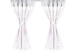 ‎AMILIAN Amilian Kinderzimmer Babyzimmer Vorhänge Vorhang 2er Set mit Schlaufen und Raffhalter Baby Kinder Gardinen, 2 x 155x155 cm für Mädchen oder Junge (V38)