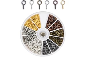 Cleminsta 5*10 mm Ganci Vite Occhielli, 420 PCS Mini Ganci a Vite Occhiello per Creazione Gioielli, Ganci Avvitabili Occhiello a Vite Piccoli per Collane Braccialetti Orecchini Artigianato Natalizio