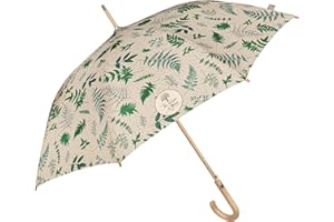 PERLETTI GREEN Parapluie Canne Ecologique Femme Automatique - Poignée en Bois Biodégradable - Parapluie Elegant Classique Réutilisable - Parapluie en Matériau Recyclé