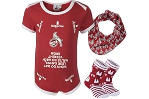 1. FC KÖLN FC COLOGNE 1. FC Köln Baby Geschenkbox (Body, Söckchen, Halstuch) - Plus gratis Aufkleber Forever Köln (74/80)