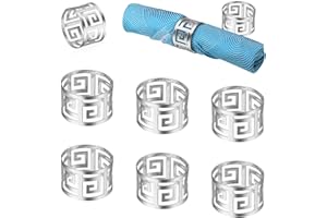 ASFINS Silver Napkin Rings, 8pcs Napkin Holder Serviette Rings Dinner Napkin Buckle Holder for Wedding Banquet Anniversary Party Birthday Festival Baptism Table Decoration