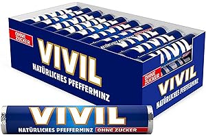 ‎VIVIL VIVIL Rollen Natürliches Pfefferminz ohne Zucker, 30 Rollen, frische Pastillen mit Pfefferminzgeschmack, zuckerfrei & vegan, 30 x 28g