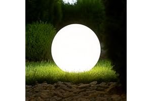 BEPER P207ILO226 Boule lumineuse pour jardin, LED RGB, lumière blanche et multicolore avec capteur crépusculaire, alimentation solaire, avec piquet pour extérieur, diamètre 40 cm.
