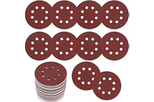 VARHHUXHA 30 Pezzi Dischi Abrasivi 125 mm, Disco Abrasivo a Grana 120, Carta Vetrata 8 Fori in Rosso, Tamponi Abrasivi per Levigatrici Orbitali Casuali Smerigliatrice da Parete