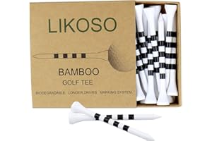 LIKOSO 3 1/4 "o 2 3/4" Tees de Golf de Madera Paquete de Tees de bambú de 30, 70 mm o 83 mm Disponibles