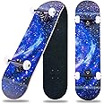 CLYCTIP Skateboards,31 x 8 inch Complete Skateboard for Beginners,8 Layer Maple Concave Cruiser Trick Skateboard for Teens and Adults