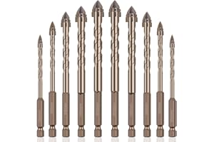URPIZY 10 Stück Exzentrische Bohrer Set 4/6/8/10/12 mm 4-Schneiden Sägezahn Bohreinsätze für Präzision in Glas, Fliesen, Holz, für Granit, Marmor