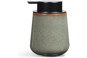 Autumnlife Ceramic Soap Dispenser - 12 oz Refillable Hand Lotion Dispenser Bathroom, Modern Liquid Soap Dispenser with Pump, Dish Soap Dispenser for Kitchen, Bathroom, Hotel - Green