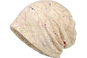TERYNANLE Sleep Cap for Hair Loss, Cotton Slouch Beanie Hat for Women Floral Lace Turban Beanie Skull Cap, Soft Chemo Headwear for Sleeping Yoga Running Cycling, Breathable Sport Cap Headwrap Classic Baggy Hat