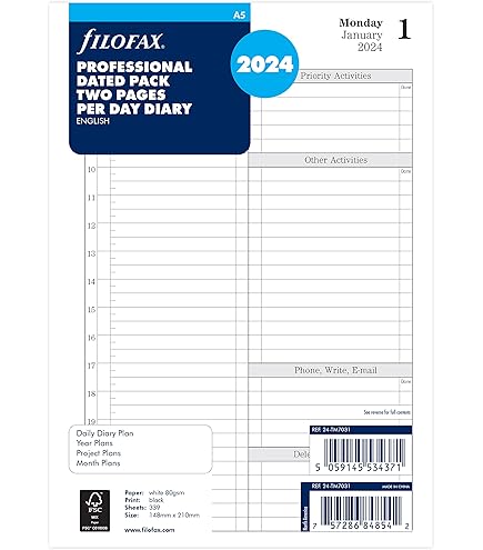 Rido/idé Calendario Semanal Modelo Septant 2024, 2 Páginas = 1 Semana