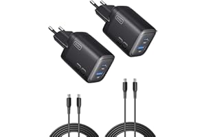 ‎INIU INIU Ładowarka USB C 2-Pack, 30W [USBC + USBA] Szybka Ładowarka z Kablem, GaN PD Wielofunkcyjny Zasilacz, Ładowarka USB C do iPhone 17 16 Pro Max iPad Pro MacBook Air Galaxy S25 S24 Ultra Google itp.
