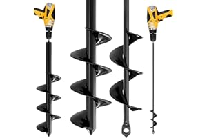 K-Brands Post Hole Digger, 2 Pack 4 x 41 cm & 9 x 41 cm Alloy Steel Garden Spiral Drill Bit, Bulb Planter & Hole Auger Drill Bit for 3/8" Hex, Planting Soil, Trees & Fence Post Auger