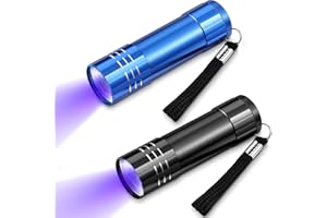 Mudder UV Torch 2 Pieces 9 LED Blacklight Detector Handheld Pocket Portable Black Light Torches Mini Flashlight Pet Urine Detectors for Dog Cat Bed Dry Stains, Battery Not Included, (Mini Lampe-2909)