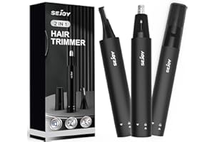 Sejoy Trymer do włosów w nosie i uszach dla mężczyzn/kobiet z baterią, elektryczna bezbolesna golarka do włosów w nosie, przenośna maszynka do usuwania owłosienia twarzy, podwójne ostrza zdejmowana i