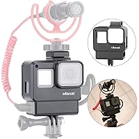ULANZI V2 Protective Housing Case Vlogging Frame Cage Mount with Microphone Cold Shoe Compatible for GoPro Hero 7 6 5 Vlog Setup Action Camera Accessories